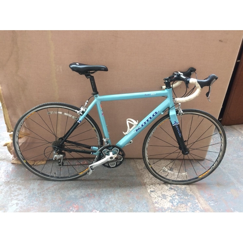 6 - A BLUE KONA LISA RD LIGHT WEIGHT  MENS RACING BIKE WITH QUICK RELEASE WHEELS AND 20 SPEED SHIMANO GE... 