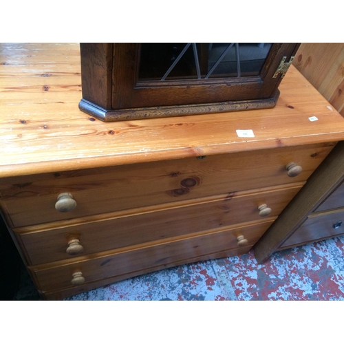 635 - A MODERN PINE CHEST OF THREE DRAWERS