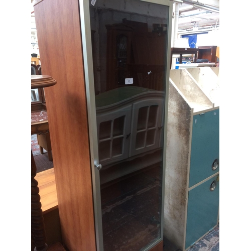 641 - A MODERN NARROW DISPLAY CABINET WITH ONE LOWER DOOR AND ONE GLAZED DOOR WITH TWO INNER SHELVES