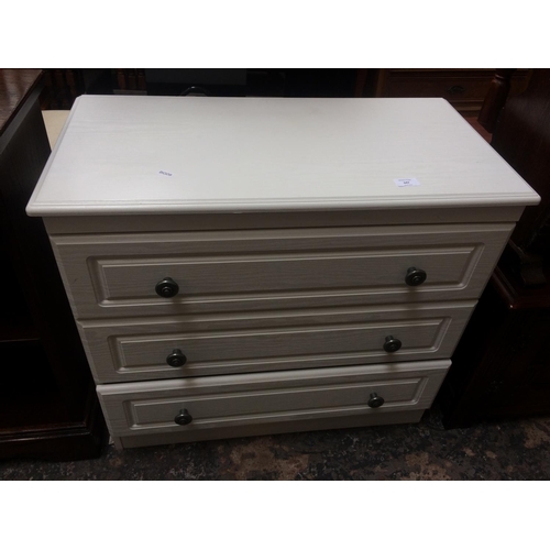 647 - A MODERN WHITE CHEST OF THREE DRAWERS