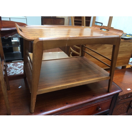 692 - A TEAK SERVING TRAY ON STAND