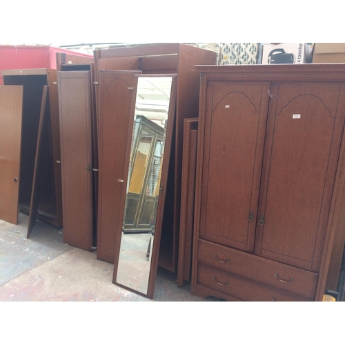 811 - A MAHOGANY EFFECT BEDROOM SUITE COMPRISING OF A SMALL DOUBLE DOOR WARDROBE, LARGE DOUBLE DOOR WARDRO... 