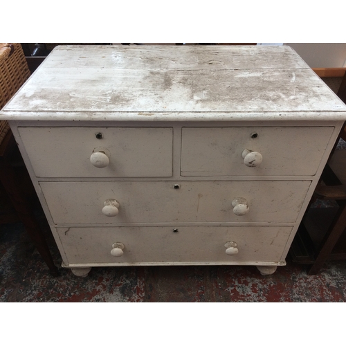 600 - TWO ITEMS TO INCLUDE A VICTORIAN PAINTED PINE CHEST OF TWO SHORT OVER TWO LONG DRAWERS AND A LLOYD L... 