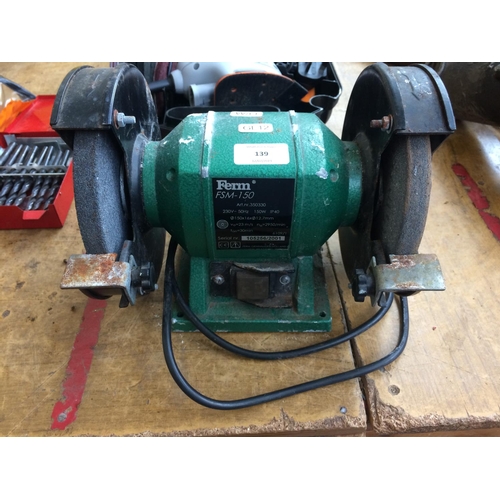 139 - A GREEN FERM FSM 150 TWIN WHEELED ELECTRIC BENCH GRINDER (W/O)