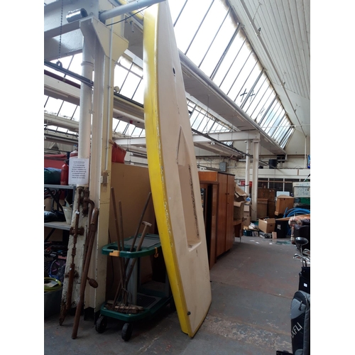 53 - A YELLOW LAZER 14' FIBREGLASS SAILING BOAT