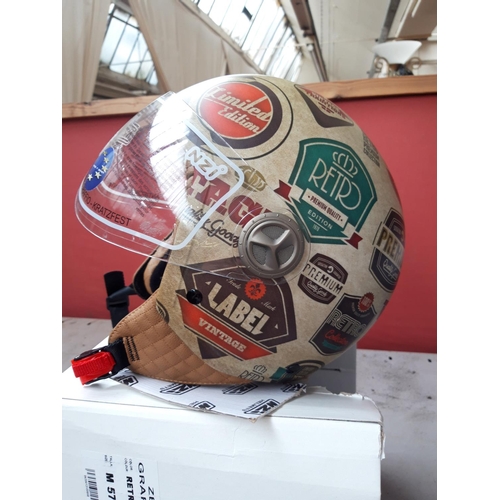 87 - A BOXED NEW RETRO STYLE NZI MOTORCYCLE HELMET