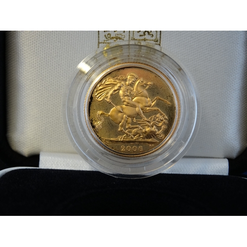 448 - A 2006 GOLD PROOF FULL SOVEREIGN WITH ORIGINAL BOX AND NUMBERED CERTIFICATE OF AUTHENTICITY - NUMBER... 