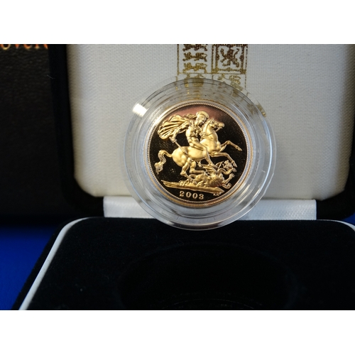 449 - A 2003 GOLD PROOF FULL SOVEREIGN WITH ORIGINAL BOX AND NUMBERED CERTIFICATE OF AUTHENTICITY - NUMBER... 