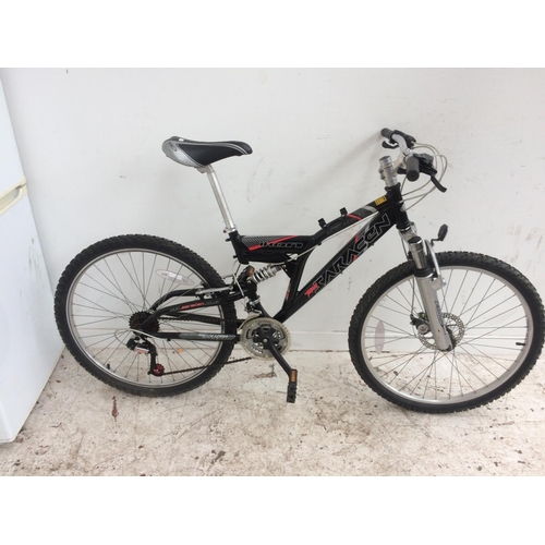 11 - A BLACK SARACEN IKON DUAL SUSPENSION GENT'S MOUNTAIN BIKE WITH FRONT DISC BRAKE AND 21 SPEED SHIMANO... 