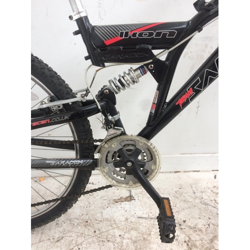 11 - A BLACK SARACEN IKON DUAL SUSPENSION GENT'S MOUNTAIN BIKE WITH FRONT DISC BRAKE AND 21 SPEED SHIMANO... 