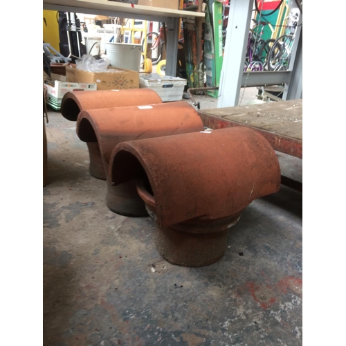 175 - THREE TERRACOTTA CHIMNEY COWLS