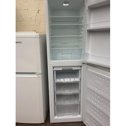 185 - A LARGE BEKO A+ CLASS UPRIGHT FRIDGE FREEZER (W/O)