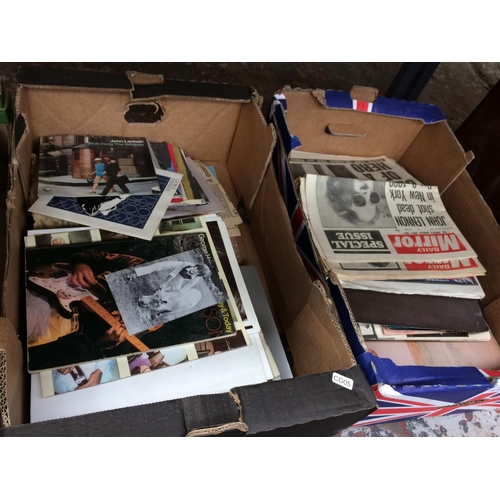 273 - A BOX CONTAINING MIXED LP RECORDS AND 45 RECORDS, TWO LARGE BOXES CONTAINING BEATLES MEMORABILIA TO ... 