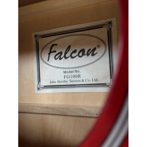 288 - A FALCON MODEL FG100R RED ACOUSTIC GUITAR WITH CASE