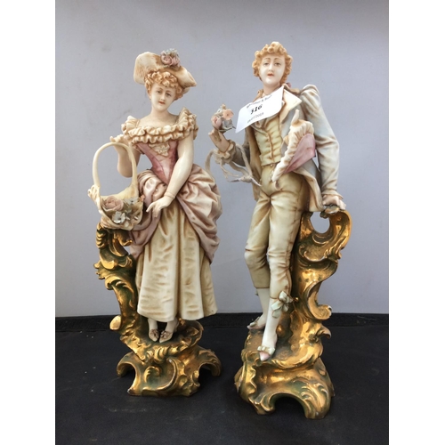 316 - A PAIR OF CONTINENTAL CERAMIC FIGURINES (A/F)