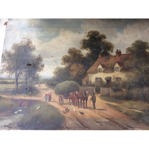 375 - TWO OIL PAINTINGS OF CANVAS OF COUNTRY SCENES