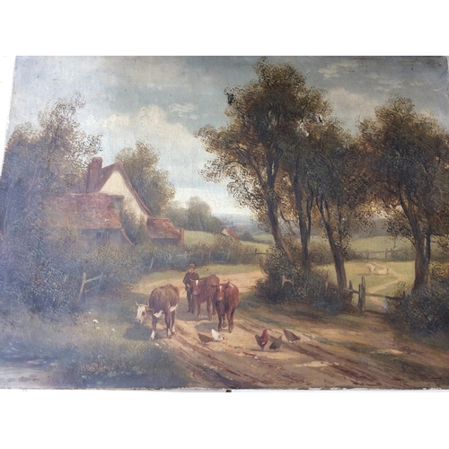 375 - TWO OIL PAINTINGS OF CANVAS OF COUNTRY SCENES