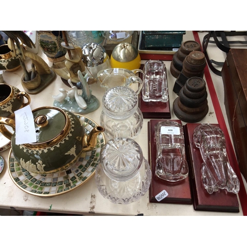 408 - A LARGE COLLECTION OF MIXED ITEMS TO INCLUDE VINTAGE TIN BOXES, GLASS JARS, CAMERAS, ORNAMENTS, TEAP... 