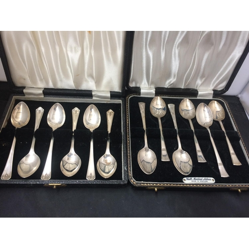 438 - TWO CASED SETS OF HALLMARKED SHEFFIELD SILVER SPOONS