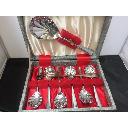 441 - ONE CASED SET OF SILVER SPOONS AND ONE BOX OF SILVER PLATED SPOONS