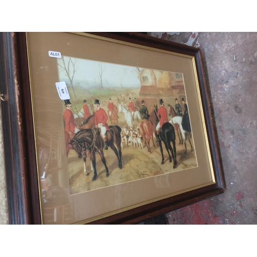 478 - TWO MAHOGANY FRAMED HUNTING SCENE PRINTS