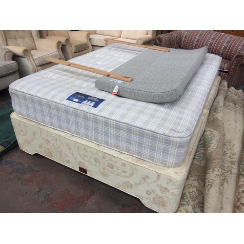 689 - A SILENT NIGHT DOUBLE BED AND MATTRESS WITH HEADBOARD