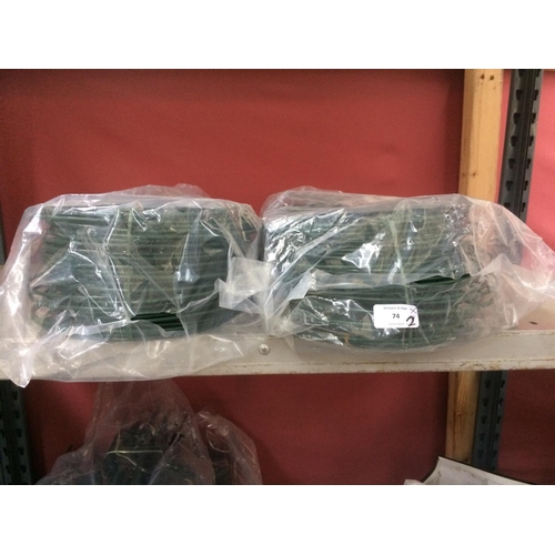 74 - A LARGE QUANTITY OF GREEN PLASTIC COATED METAL GARDEN EDGINGS