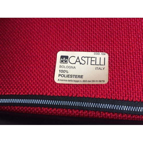 657 - FIVE GOOD QUALITY VINTAGE CASTELLI RED AND ALUMINIUM OFFICE CHAIRS