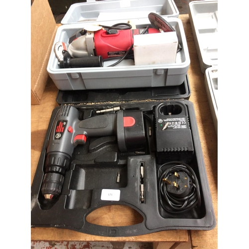 121 - TWO CASED ITEMS TO INCLUDE A PERFORMANCE POWER 14 VOLT CORDLESS HAMMER DRILL WITH BATTERY AND CHARGE... 