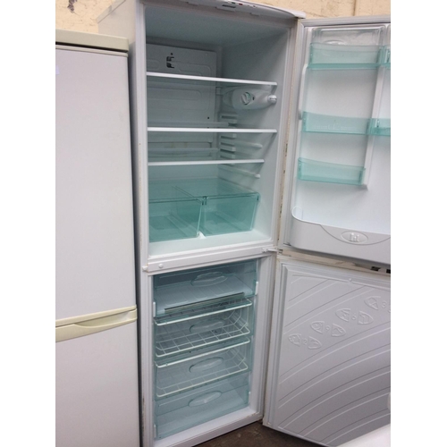 228 - A HOTPOINT ICED DIAMOND UPRIGHT FRIDGE FREEZER (W/O)