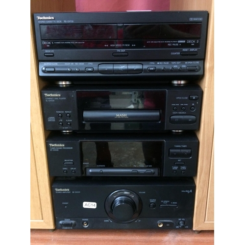 284 - A FOUR PIECE TECHNICS SEPARATE HIFI SYSTEM COMPRISING OF RSCH730 TWIN TAPE DECK, SL CH530 CD PLAYER,... 