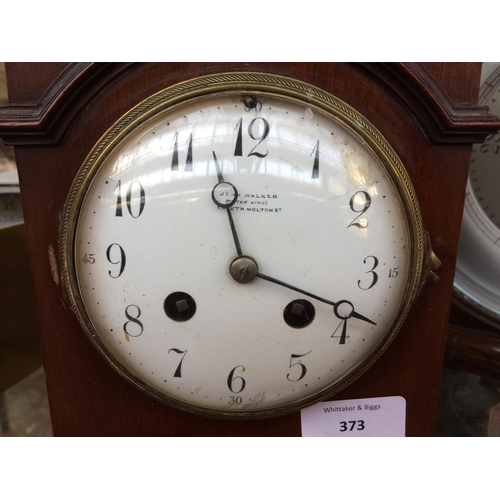 373 - A LATE 19TH CENTURY JOHN WALKER OF LONDON MAHOGANY CASED CHIMING BRACKET CLOCK WITH ENAMEL DIAL WITH... 