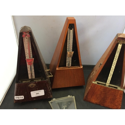 385 - THREE VINTAGE METRONOMES TO INCLUDE A SYSTEM MAELZEL METRONOME