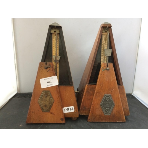 401 - TWO VINTAGE DE MAELZEL OF PARIS METRONOMES