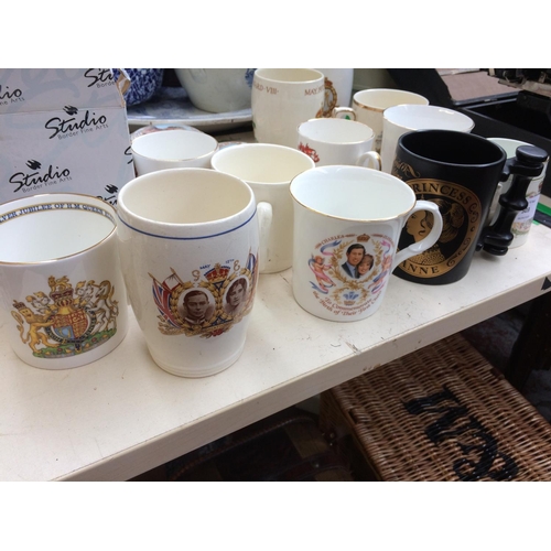 503 - A COLLECTION OF COMMEMORATIVE WARE AND A BORDER FINE ARTS COLLIE