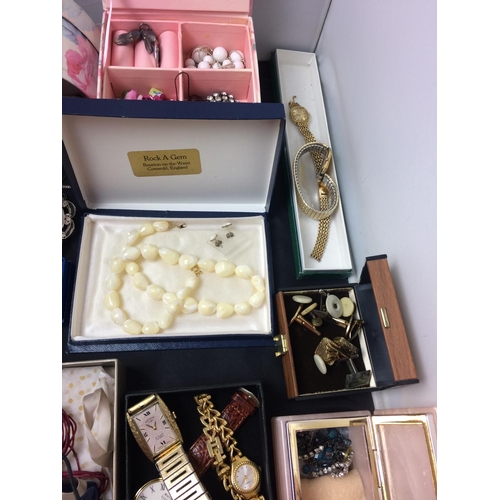 553 - TWO BOXES CONTAINING ASSORTED JEWELLERY AND WATCHES