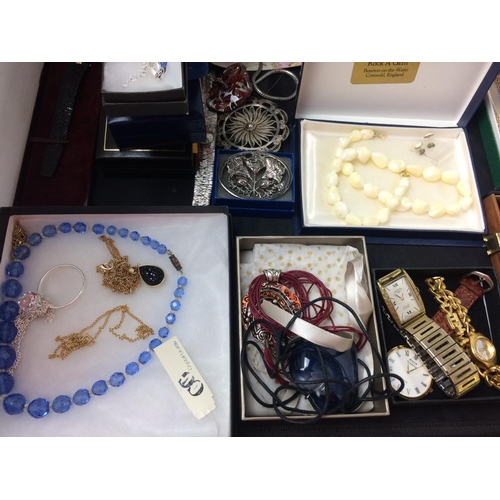 553 - TWO BOXES CONTAINING ASSORTED JEWELLERY AND WATCHES