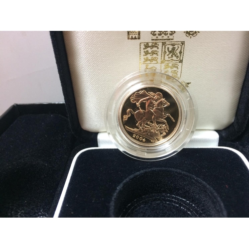 565 - A 2004 GOLD FULL PROOF SOVEREIGN WITH C.O.A AND BOX