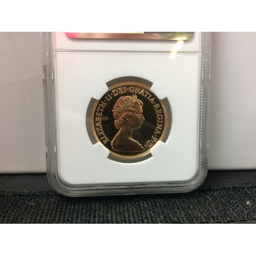 568 - A 1983 PF69 ULTRA CAMEO GOLD SOVEREIGN (WEIGHING 16 GRAMS)