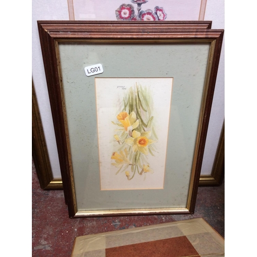 603 - FIVE FRAMED STILL LIFE WATERCOLOURS