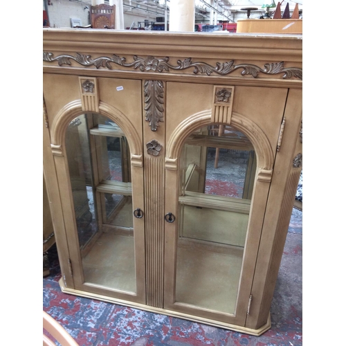 761 - A GOOD QUALITY THREE PIECE RIVIERA SOLID ASH ELABORATE FRENCH STYLE DINING SUITE COMPRISING OF A CIR... 