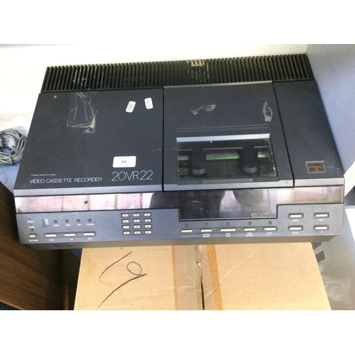 182 - SIX ITEMS TO INCLUDE A VINTAGE PYE 20VR22 VIDEO RECORDER, BOXED NEC COMPUTER MONITOR, A PAIR OF WHAR... 
