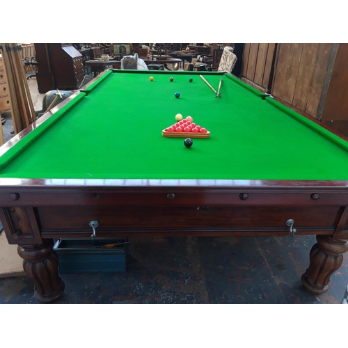 25A - AN EXCELLENT QUALITY VICTORIAN ORME & SONS LTD PROFESSIONAL SIZED MAHOGANY FRAMED SLATE BEDDED SNOOK... 