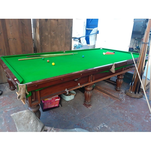 25A - AN EXCELLENT QUALITY VICTORIAN ORME & SONS LTD PROFESSIONAL SIZED MAHOGANY FRAMED SLATE BEDDED SNOOK... 