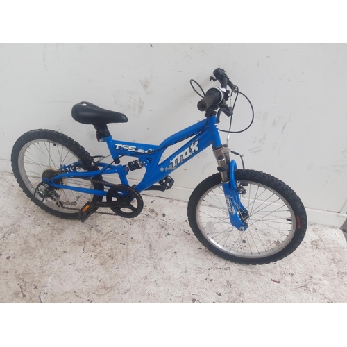 A BLUE TRAX TFS 20 DUAL SUSPENSION BOYS MOUNTAIN BIKE WITH 6 SPEED