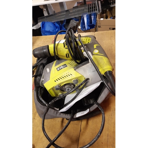 116 - TWO RYOBI ELECTRIC POWER TOOLS TO INCLUDE RMS180 FLATBED SANDER AND RPD500 DRILL