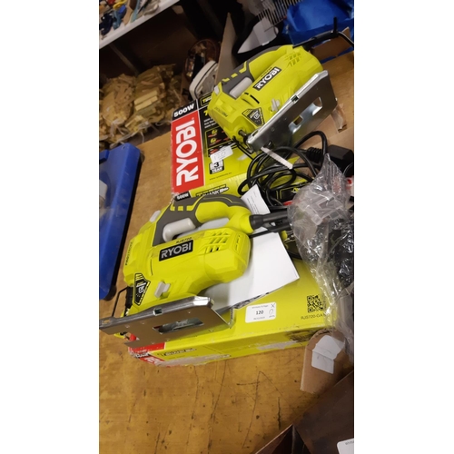 120 - TWO BOXED GREEN RYOBI RJS720 ELECTRIC JIGSAWS