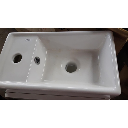 176 - A BOXED NEW BATHROOM VANITY UNIT WITH PORCELAIN SINK