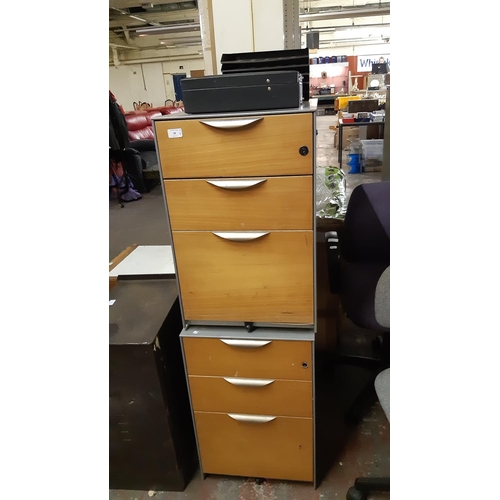 28 - A LARGE QUANTITY OF OFFICE EQUIPMENT TO INCLUDE LEATHERETTE BRIEFCASE, SIX DESKTOP STORAGE SHELVES A... 