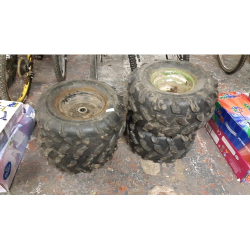 39 - A SET OF FOUR QUAD BIKE WHEELS AND TYRES TO INCLUDE 8